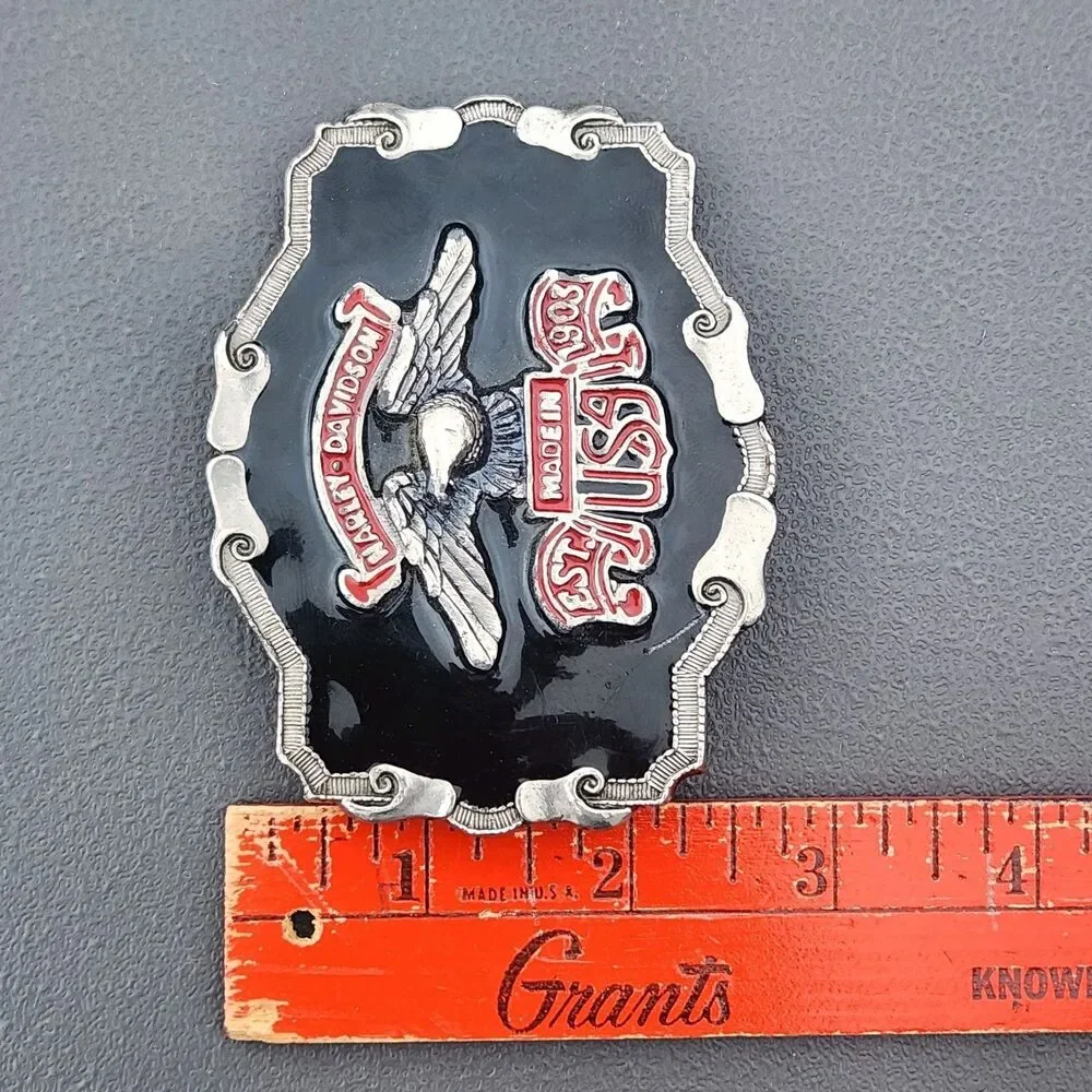 Harley-Davidson Made In USA Flying Eagle Red/Black Enamel 901 Belt Buckle Heavy